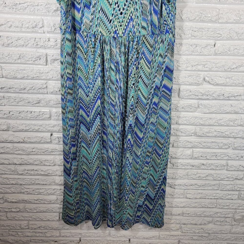 Kim Rogers Women's 1X Plus Blue Sheath Dress Sleeveless V-Neck Stretch WAT67E - Picture 9 of 10